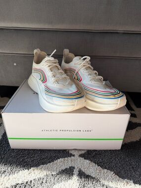 APL White Sneakers with Rainbow Stripe Accents
